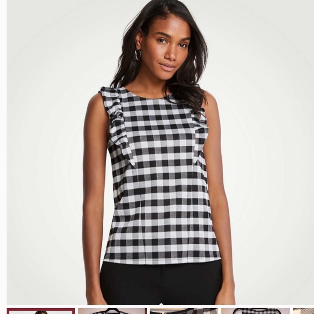Ann Taylor Gingham Ruffle Top